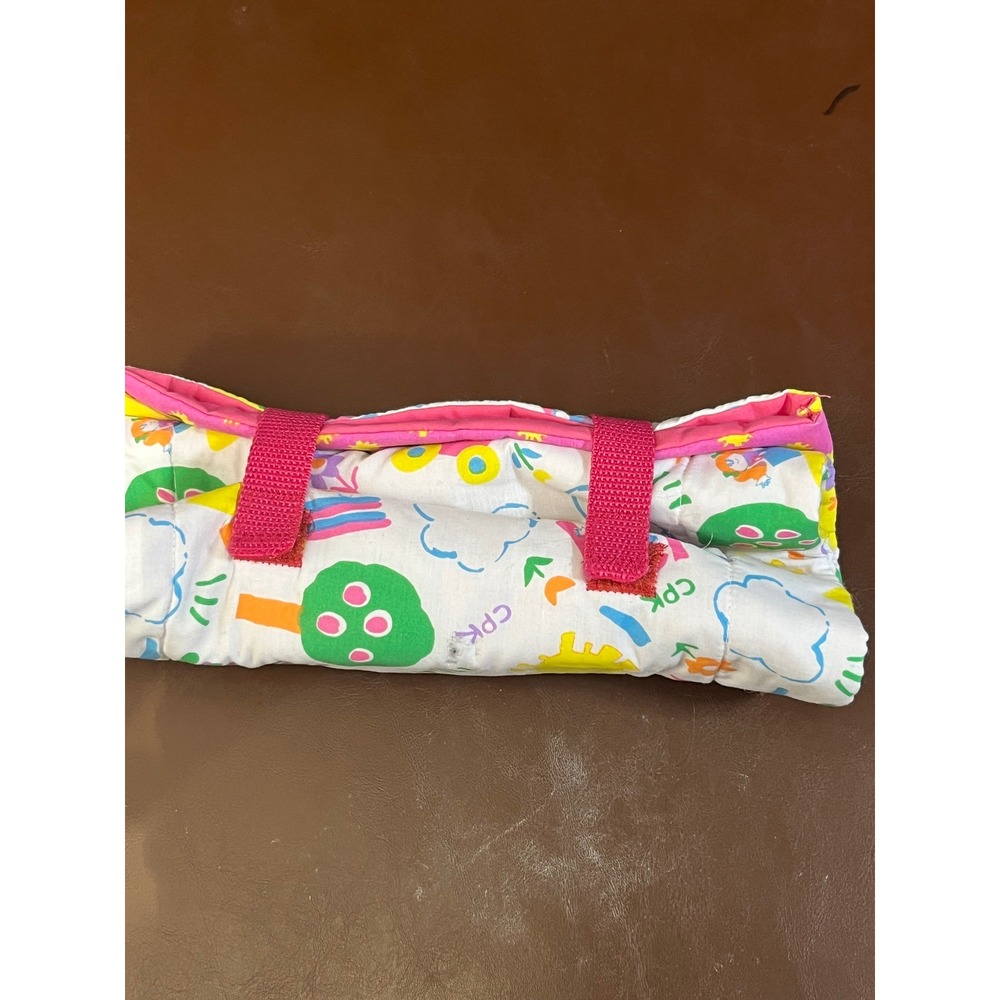 Vintage Cabbage Patch Kids Doll Sleeping Bag Roll-Up Carrier Pink White Print